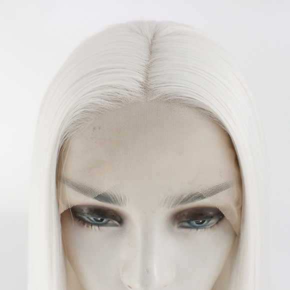 Long 30 Inch White Color Lace Front Wigs - Picture 2 of 5